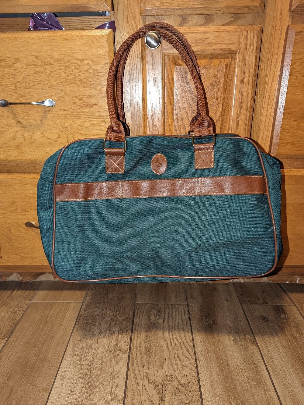 Vintage Polo Ralph Lauren Fragrance Green Brown Duffel Bag Travel Gym Tote